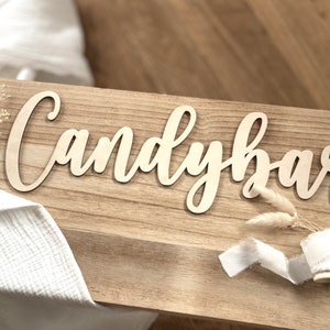 lettering Candybar, made of wood