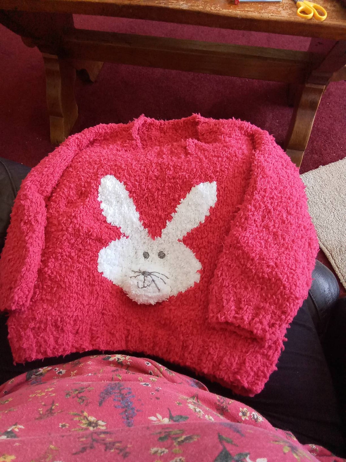 Hand knitted jumper with rabbit Etsy