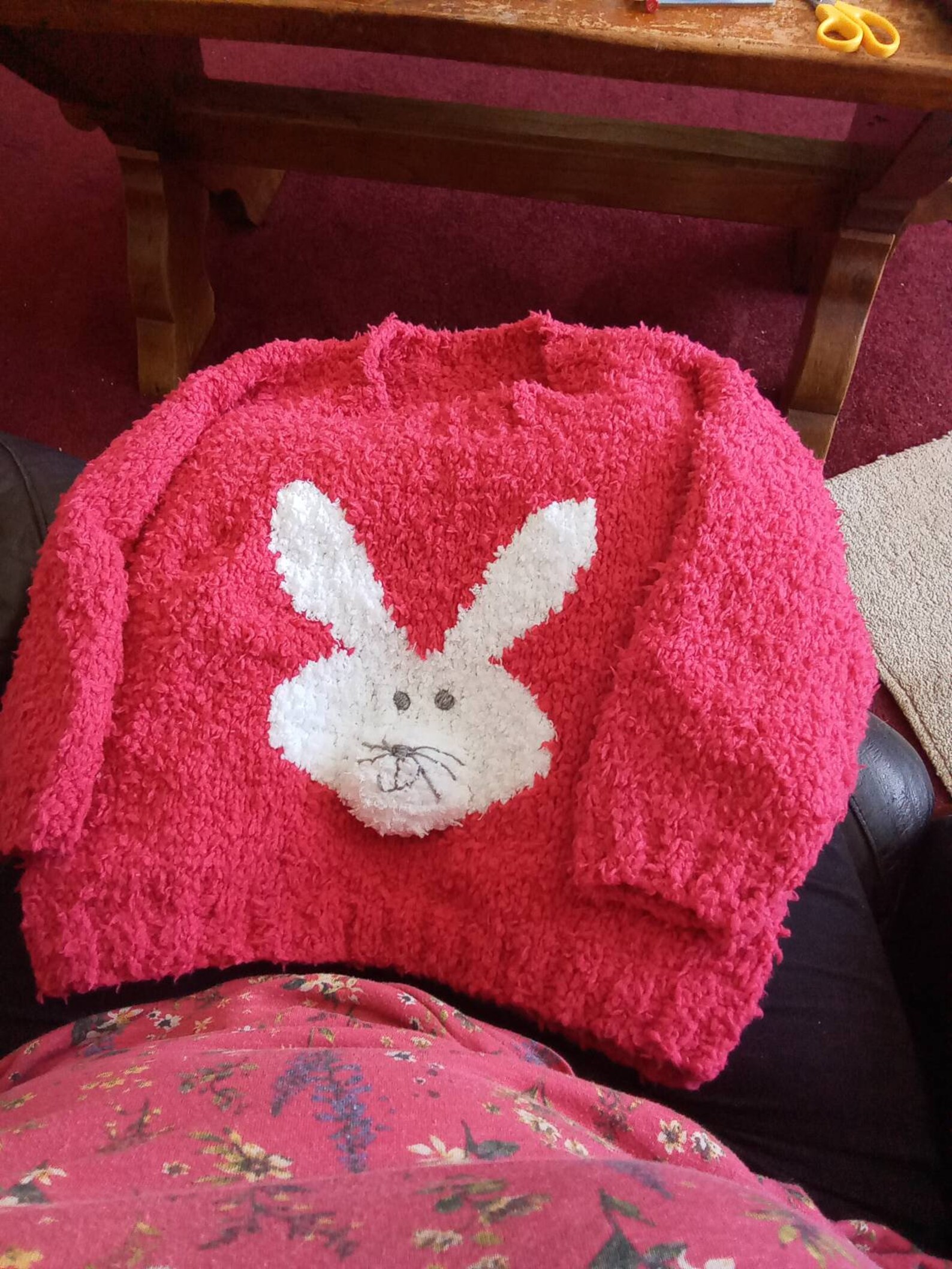 Hand knitted jumper with rabbit Etsy
