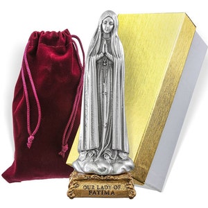 Estatua católica de Nuestra Señora Fátima Peltre 4".5 Santos católicos Decoración religiosa Nuevo