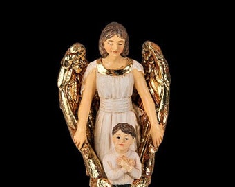 Catholic Guardian Angel with Boy Statue Hand Painted Religious Decor New