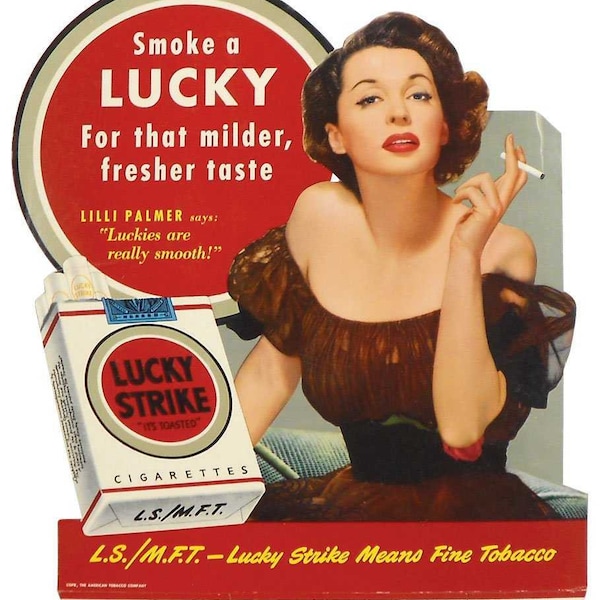 Vintage Lucky Strike Cigarettes Reproduction Framing Print Vintage Advertising Wall Decor