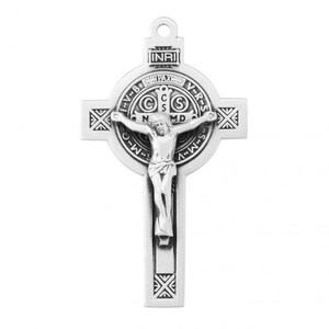 Saint Benedict Jubilee Large Sterling Silver Crucifix Catholic Gift