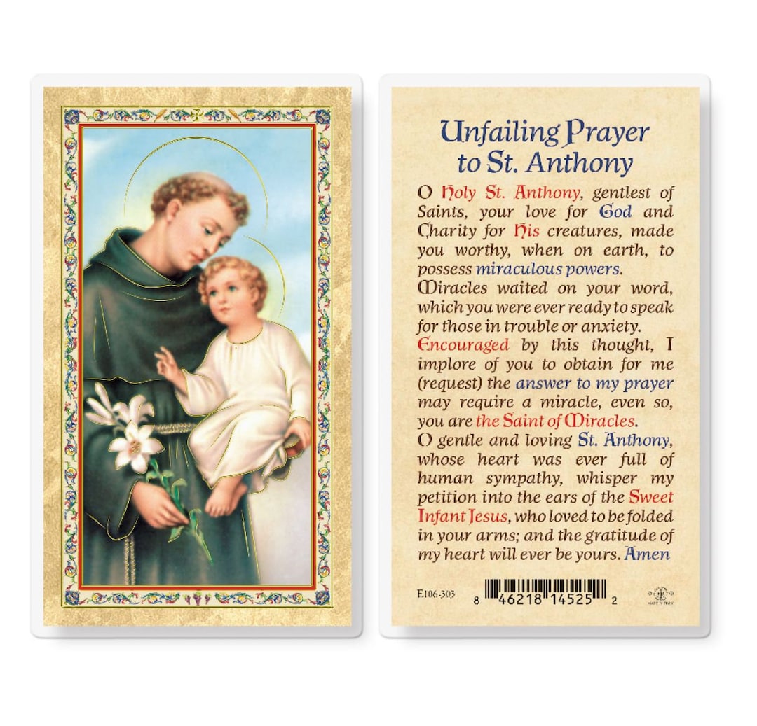 St Anthony Unfailing Prayer Cards Hot Gold Stamped Set of 25 Etsy