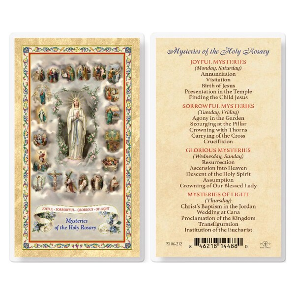Laminated Rosary Cards Etsy