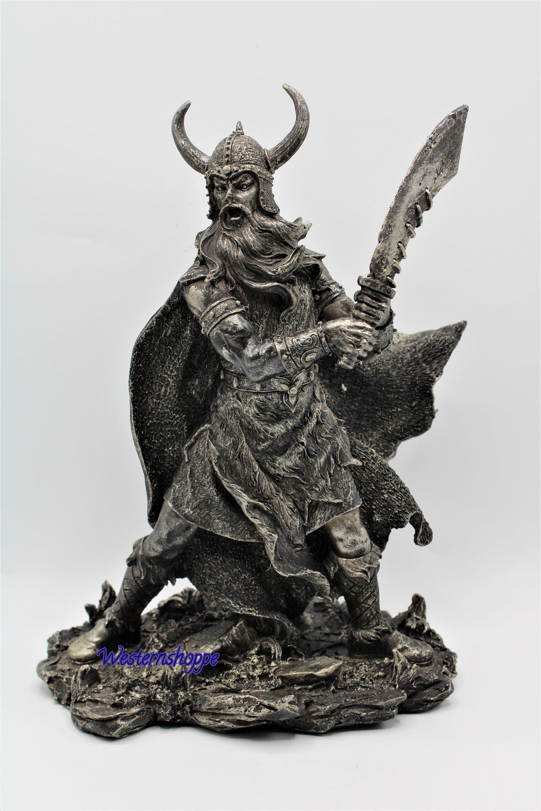 Norse Viking Warrior Statue With Broadsword Bronze Finish Hand Etsy