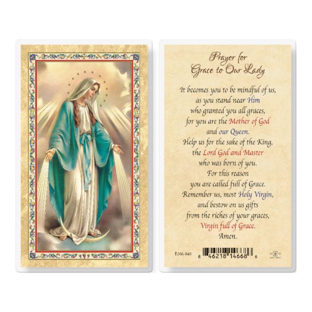 Our Lady of Grace Prayer Cards Laminated Holy Card Hot Gold Etsy