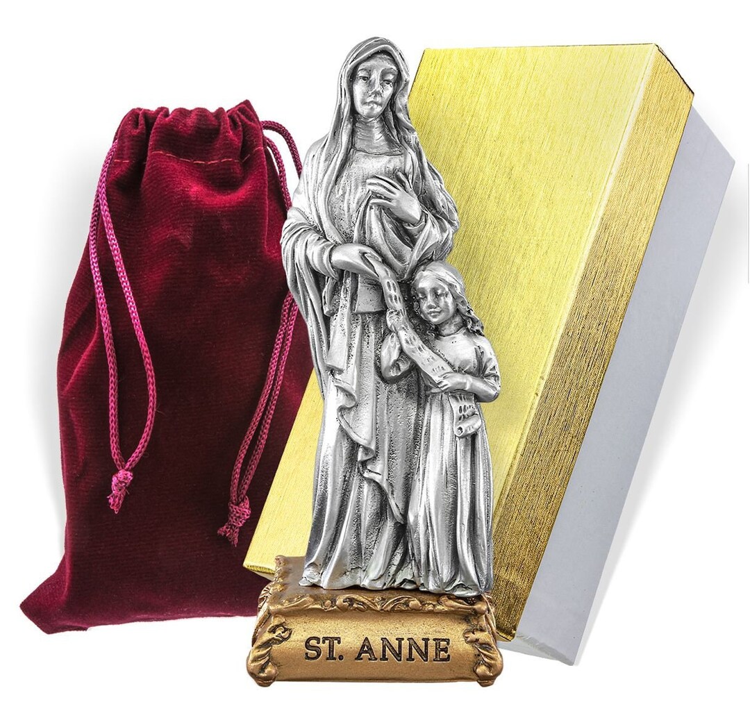 Catholic Saint Anne Pewter Statue 4.5 Catholic Gifts Hand Made