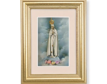 Our Lady of Fatima Print with 5-1/4" x 6-3/4" Cream Matted Gold Frame