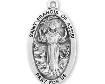 Saint Francis of Assisi Oval Sterling Silver Medal Catholic Gift's New