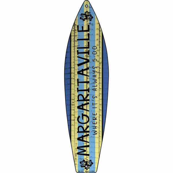 Coastal Margaritaville Surfboard Metal Novelty Surfboard Sign Beach Bar Pool Patio Wall Decor New