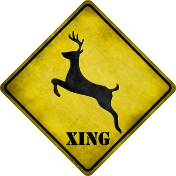 Deer Buck Crossing Metal  Warning Sign Garden Mancave Garage Indoor Outdoor New