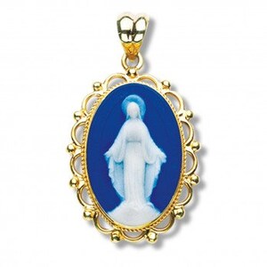 Miraculous Medal Cameo Dark Blue Gold Over Sterling Silver Doubler ...