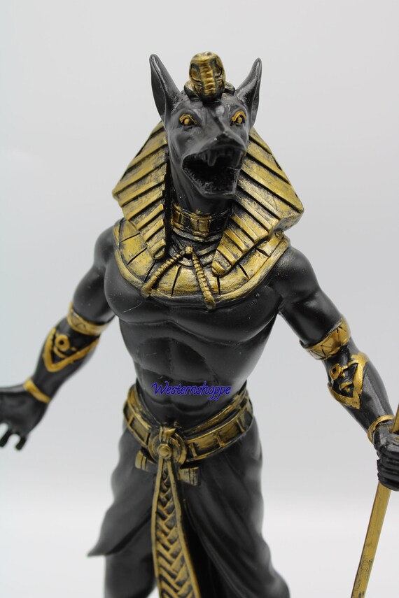 Statue of Mythology Jackal Anubis Sky and Clouds Stock Image