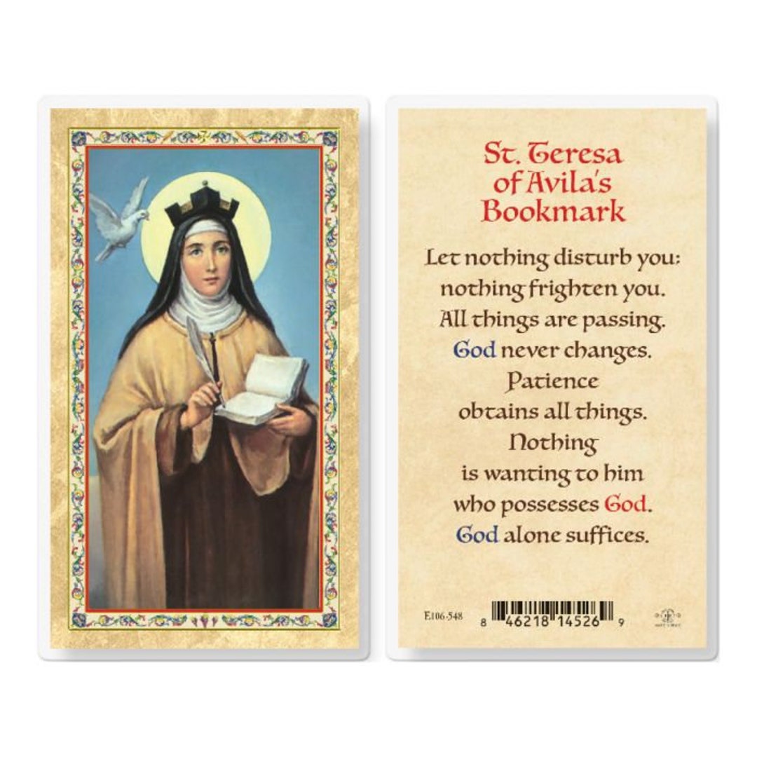 St Teresa of Avila Bookmark Prayer Cards Hot Gold Stamped Laminated Set