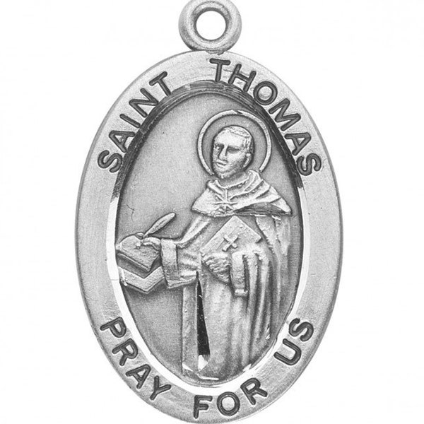 Patron Saint Thomas Aquinas Oval Sterling Silver Medal