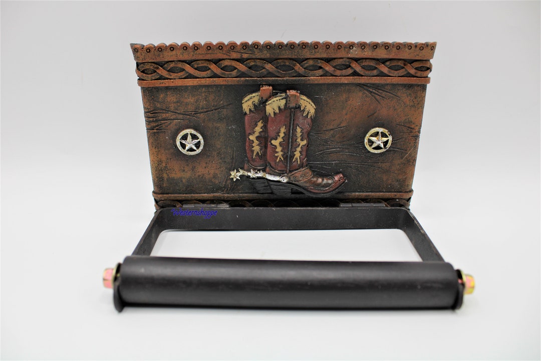 Western Cowboy Boot Toilet Paper Holder Hand Painted New Etsy