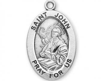 Saint John the Evangelist Oval Sterling Silver Medal Handmade New
