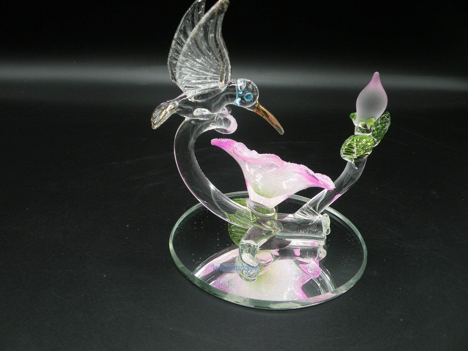 Hummingbird Spun Glass Hand Blown Figurine Beautiful New Etsy