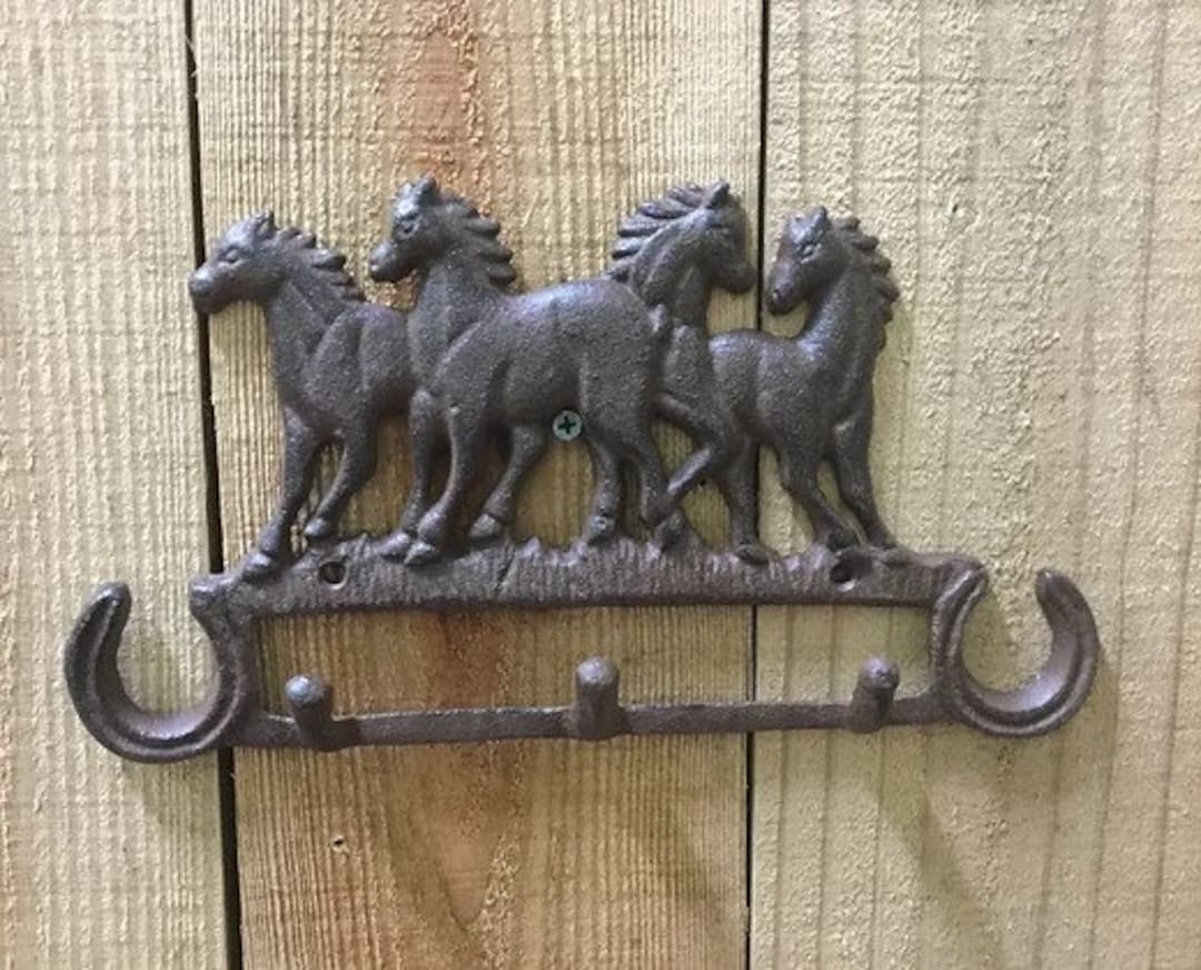 Cast Iron Running Horses Wall Hooks Coats Keys Western Rustic Etsy