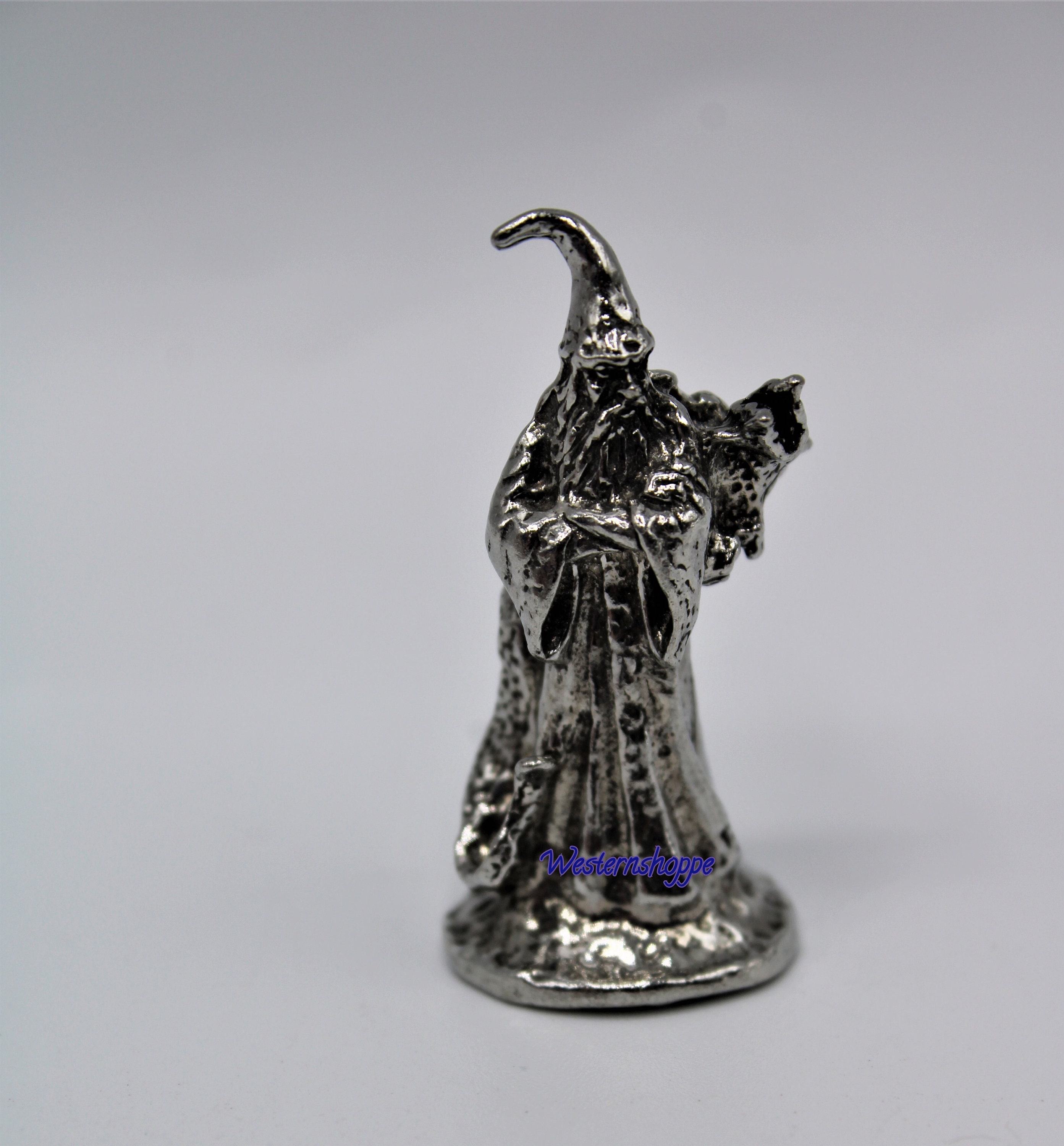 Pewter Wizard With Dragon Excellent Collectable Hand Made New Etsy