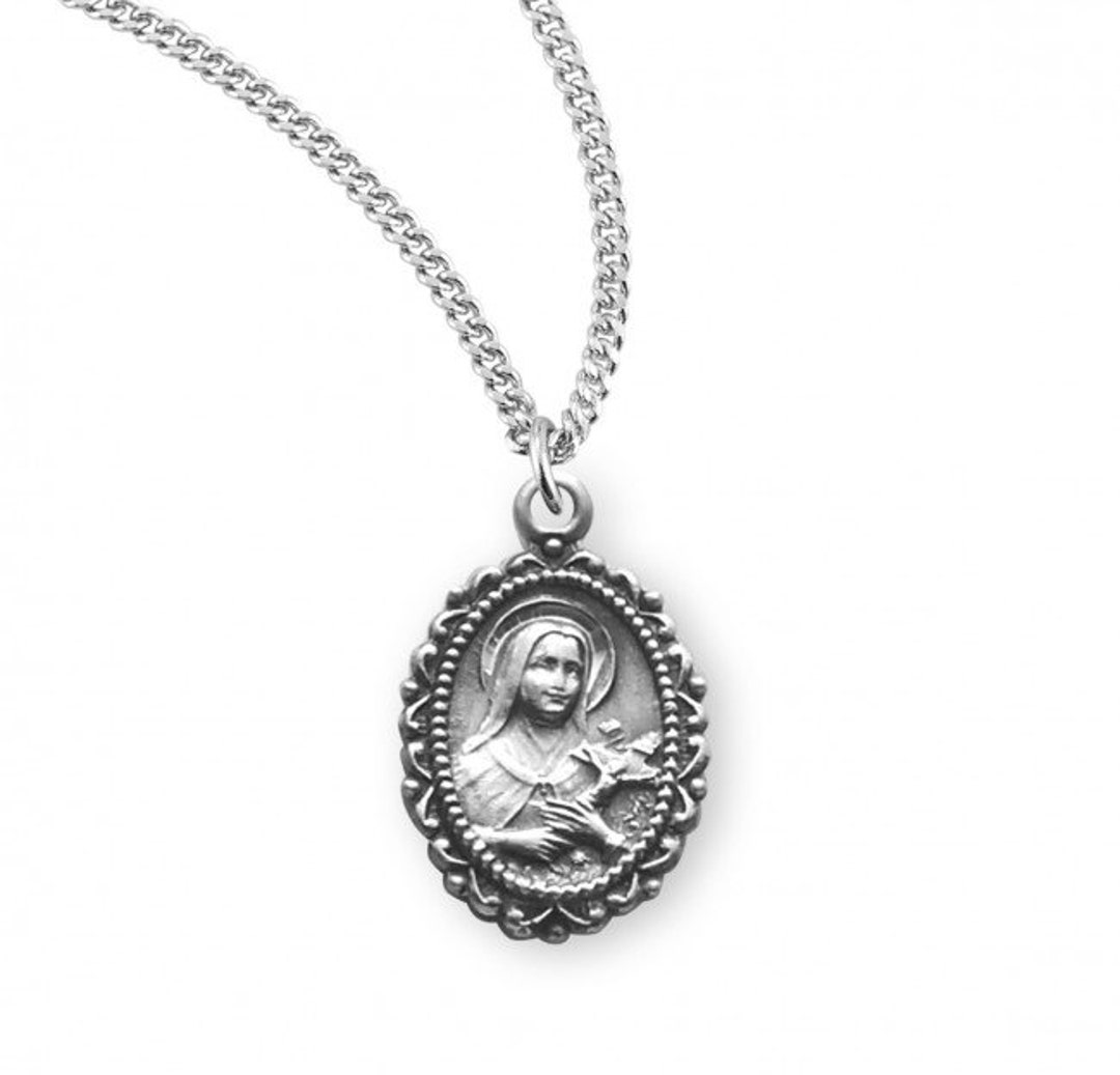 Saint Therese of Lisieux Oval Sterling Silver Medal Catholic Gift's New ...