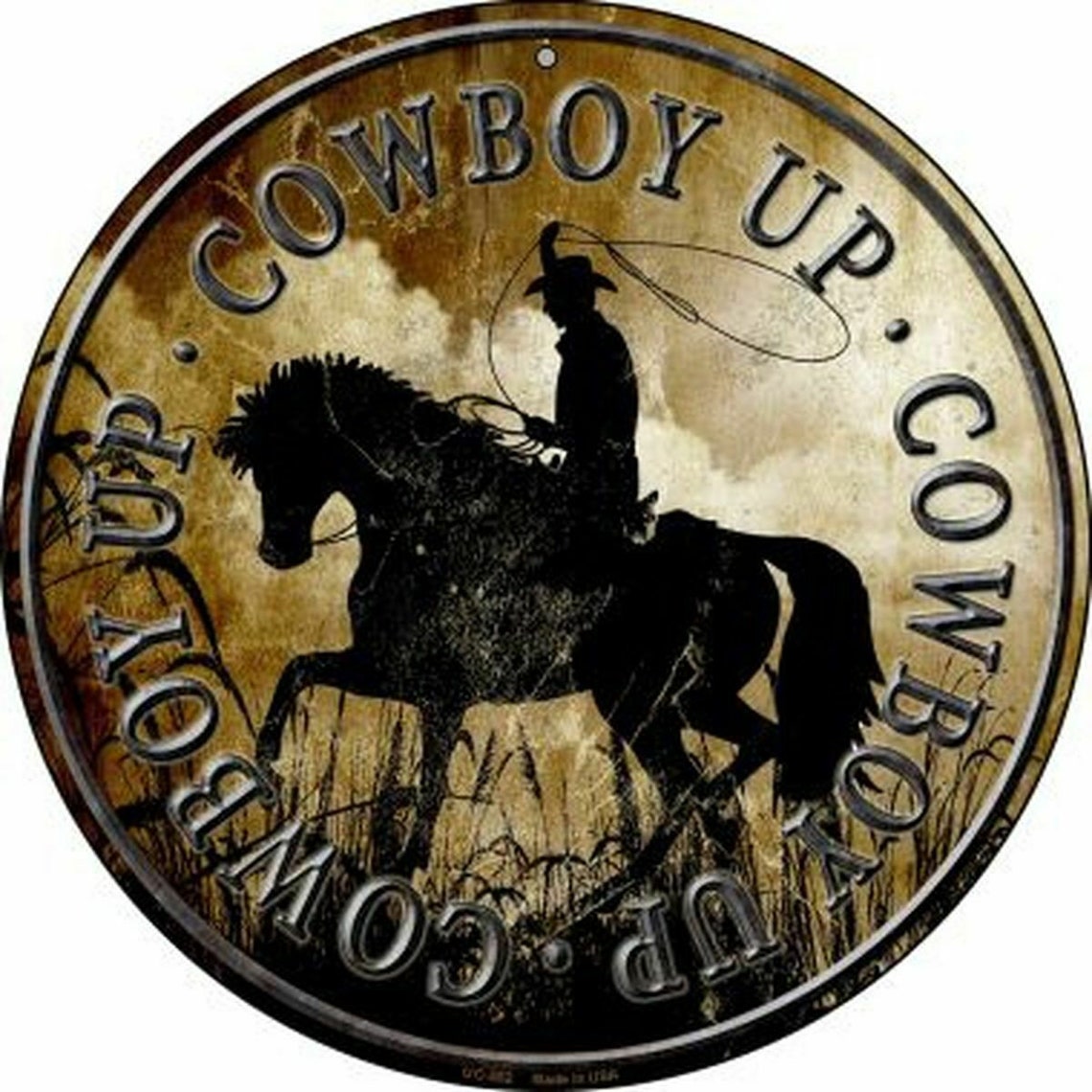 Western Cowboy Up Tin Metal Sign Western Ranch Decor New Etsy