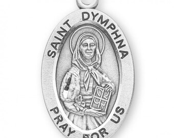 Catholic Patron Saint Dymphna Oval Sterling Silver Medal Hand Made New