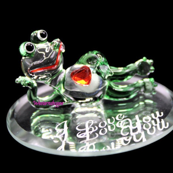 Hand Blown Romeo Frog (I Love You) Spun Glass Hand Painted New