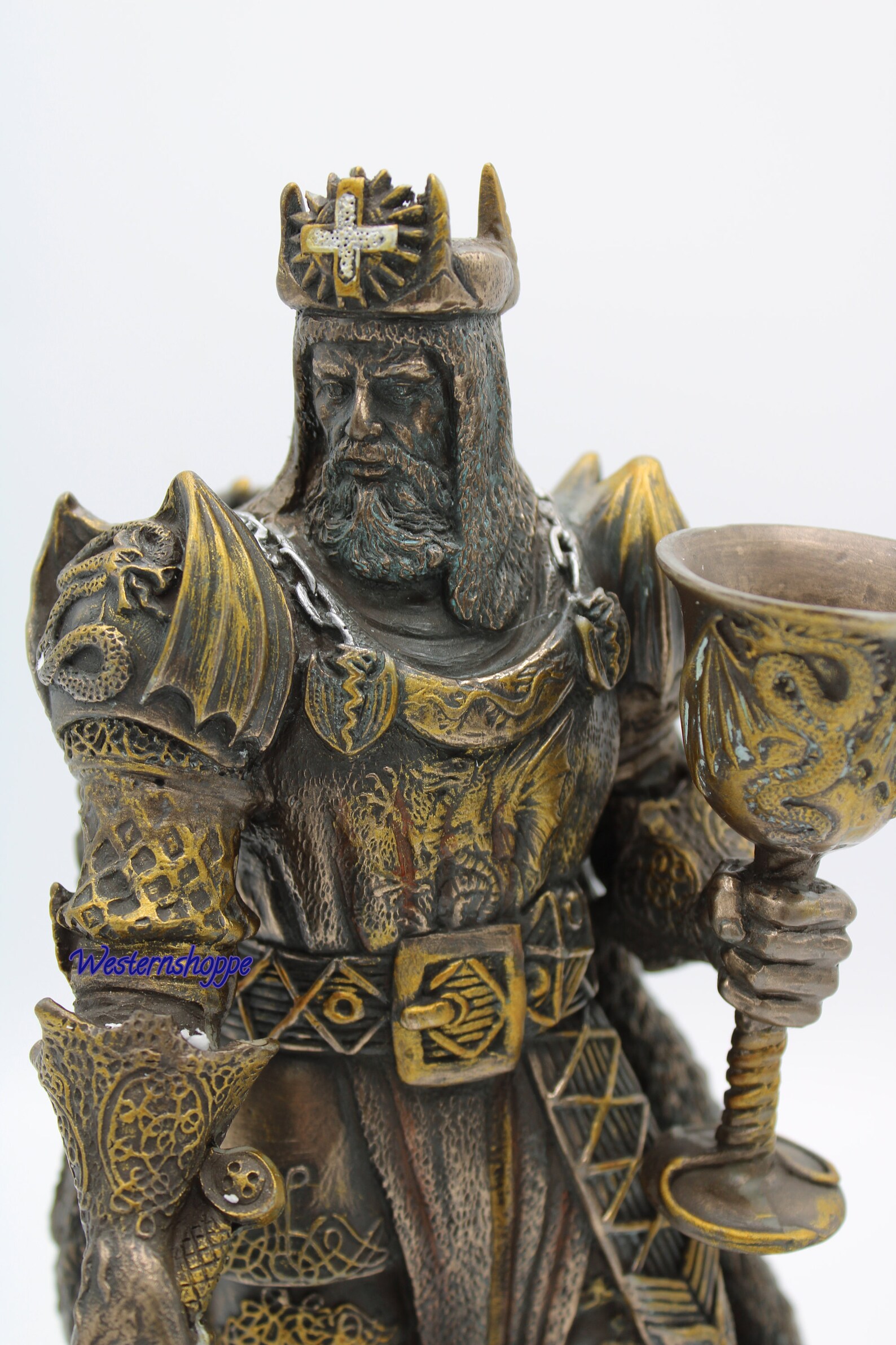King Arthur Bronze Finish Statue Highly Detailed Hand Painted Etsy