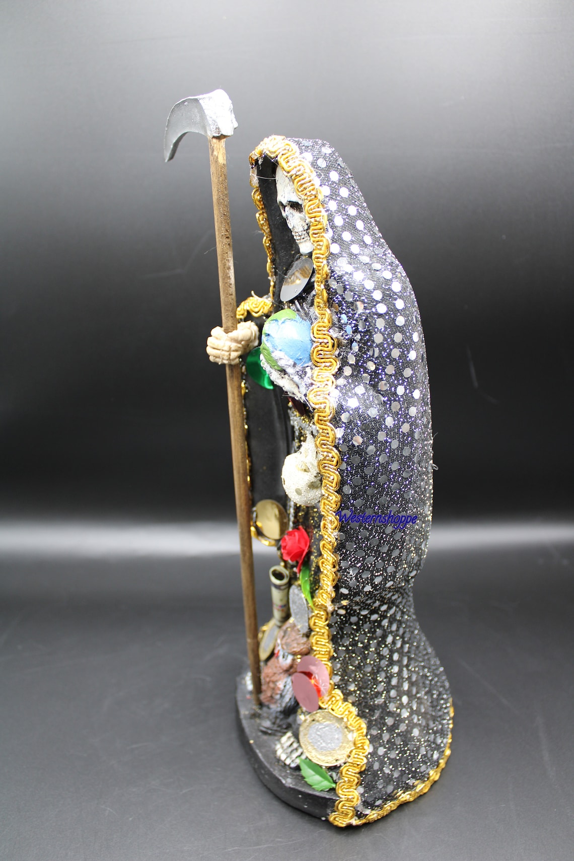 Santa Muerte Statue Black Fully Loaded Large 12 Tall Etsy