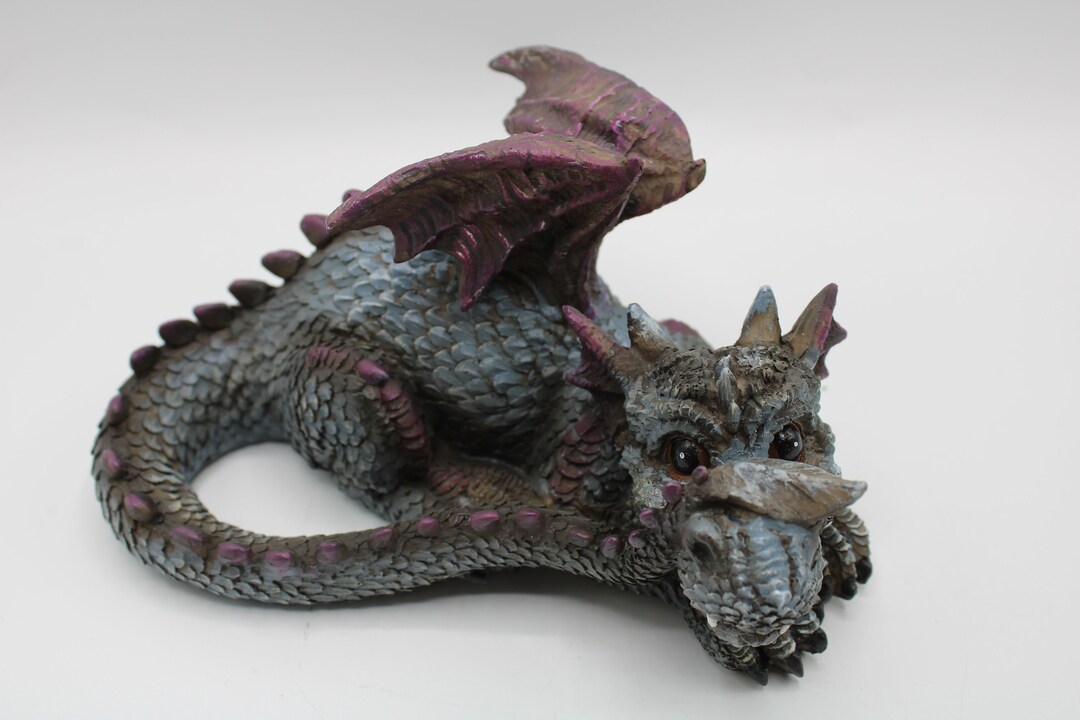 Blue Dragon Statue Adorable Mythical Blue and Purple Happy - Etsy