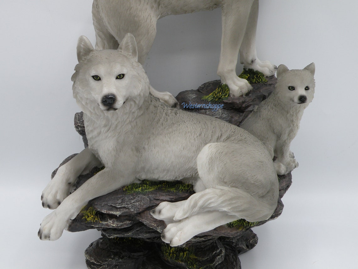 Wolf Statue Large Denizens of Twilight Timber Wolf Family Etsy