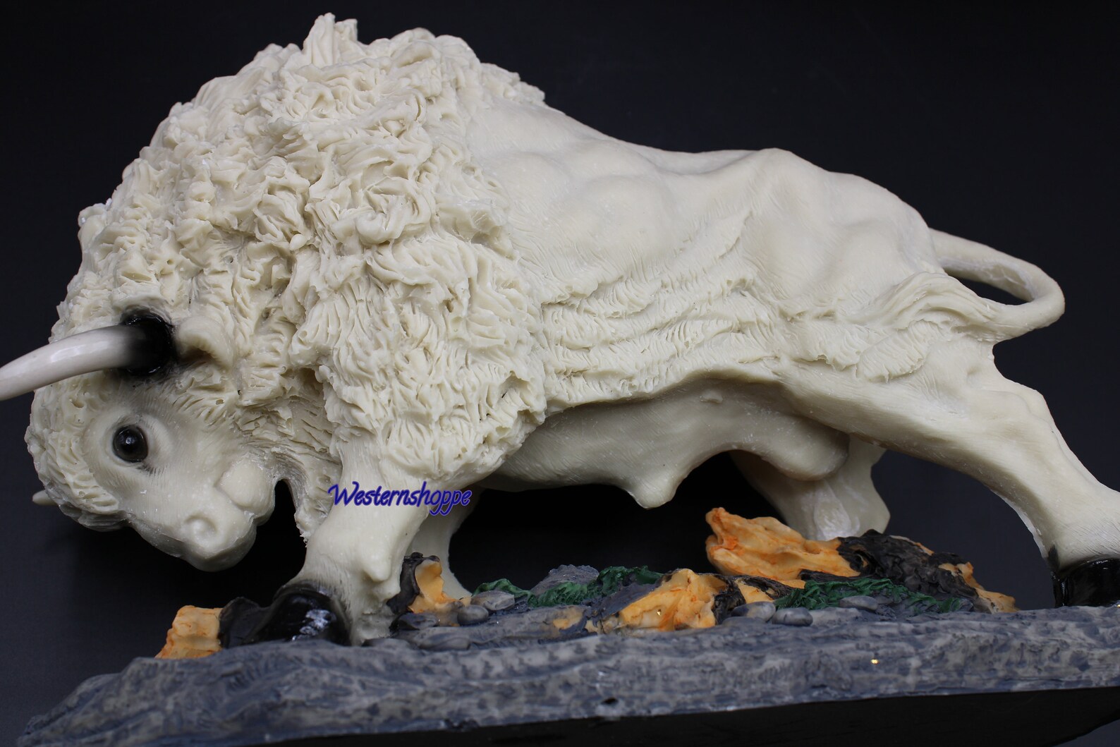Buffalo Western Plains Charging White Buffalo Statue Sculpture Etsy