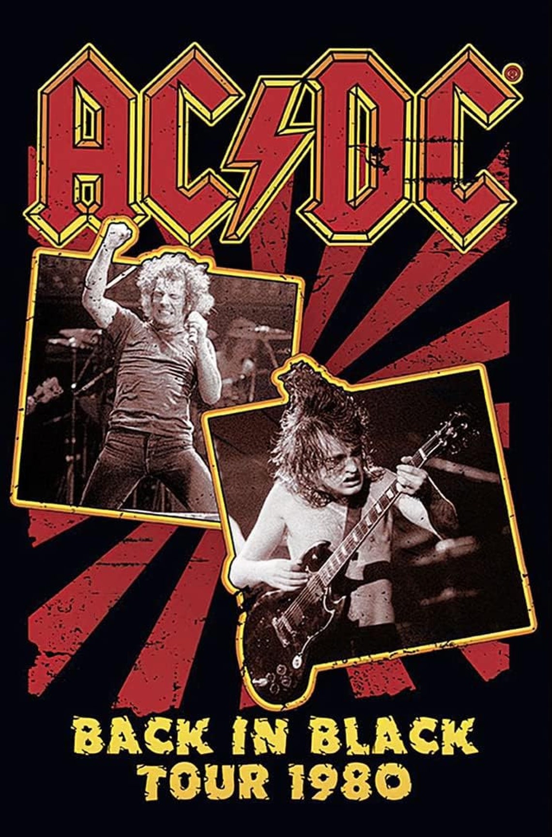 AC DC 1980 Tour Concert Poster Print, Rock Wall Art Reproduction ...