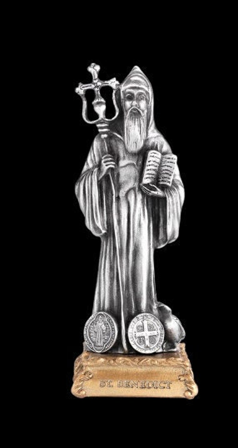 Pewter Saint Benedict Statue 4.5 Catholic Saints Etsy