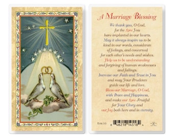 Catholic Marriage Blessing Prayer Cards Hot Gold Stamped Laminated Set of 25