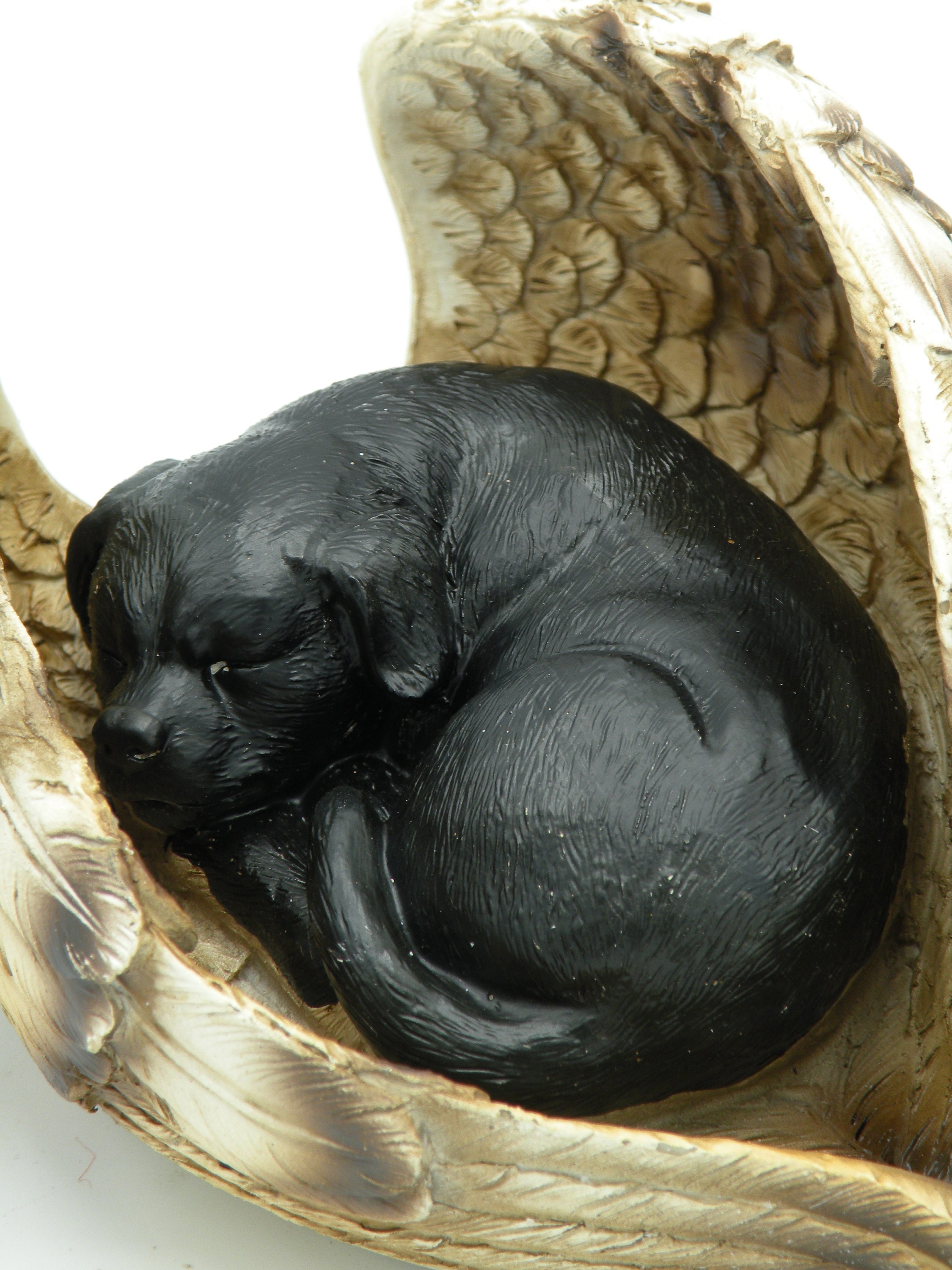 Black Lab Puppy Sleeping inside Angel Wings Figurine Hand Etsy