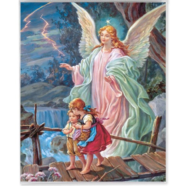 Guardian Angel Crossing the Bridge Framing Print 8" x 10" Religious Gifts Catholic Wall Decor