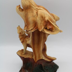 Natural Song Howling Wolves Wood Effect Bust main image 0