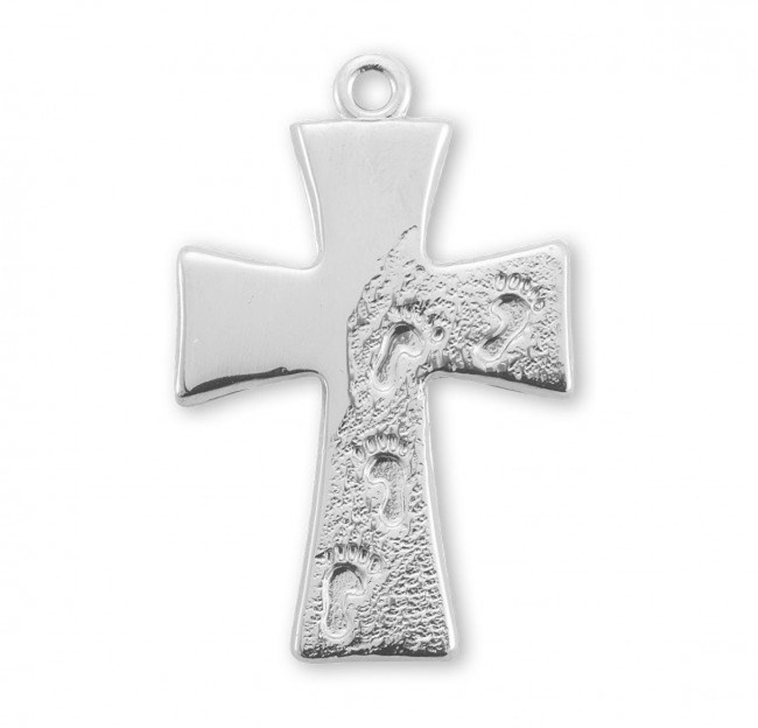 Footprints Sterling Silver Footprints in the Sand Cross Religious Gifts