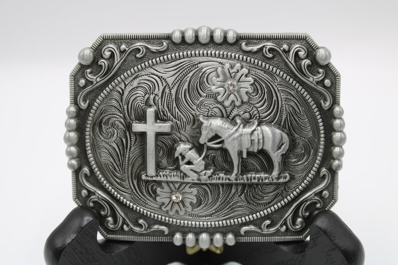 Western Praying Cowboy Design Belt Buckle Cowboy Cowgirl Gifts Etsy