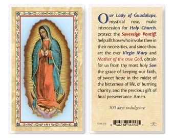 Our Lady Of Guadalupe Prayer Cards Hot Gold Stamped set of 25