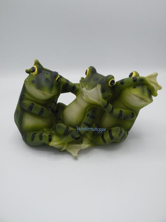 Frog Statue Hear No Evil Speak No Evil Trio of Frogs Figurine | Etsy