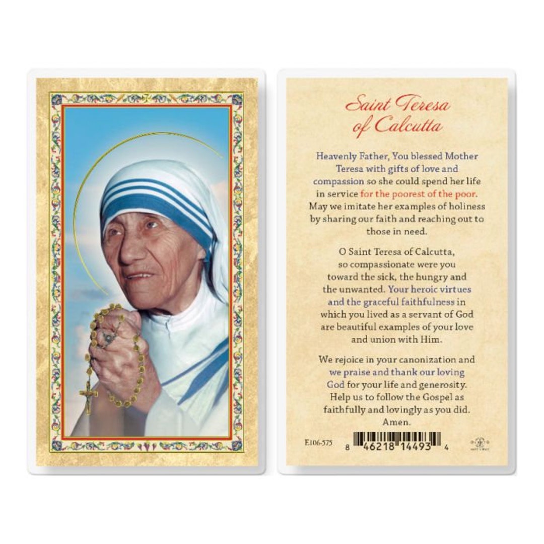 Prayer to Saint Teresa of Calcutta Holy Cards Laminated Hot Etsy