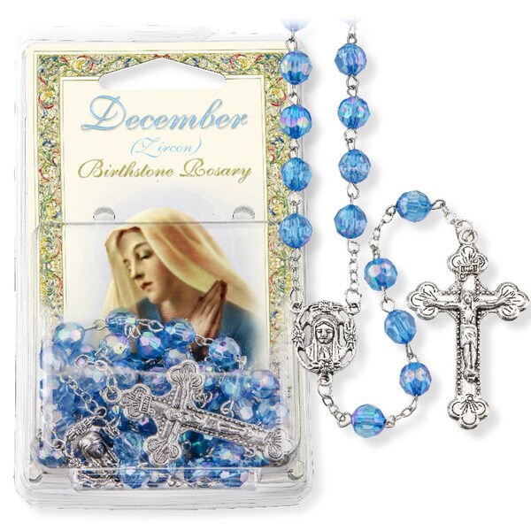 Rosary Beads December Light Sapphire Birthstone Rosary