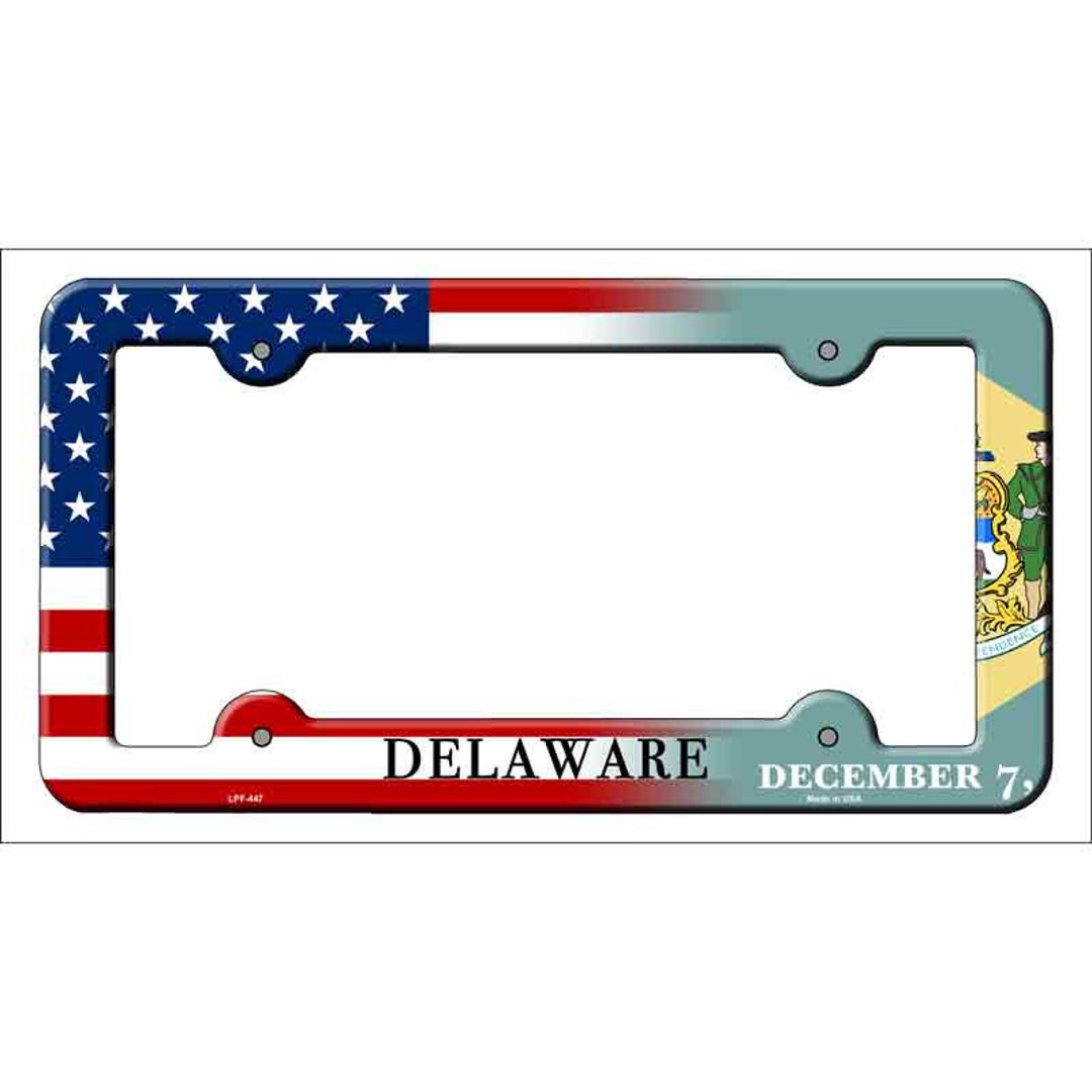 Delaware American Flag Novelty Metal License Plate Frame - Etsy