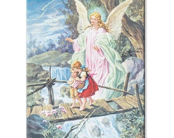 Catholic Guardian Angel Canvas Print 8" x 10" Childrens Room Decor