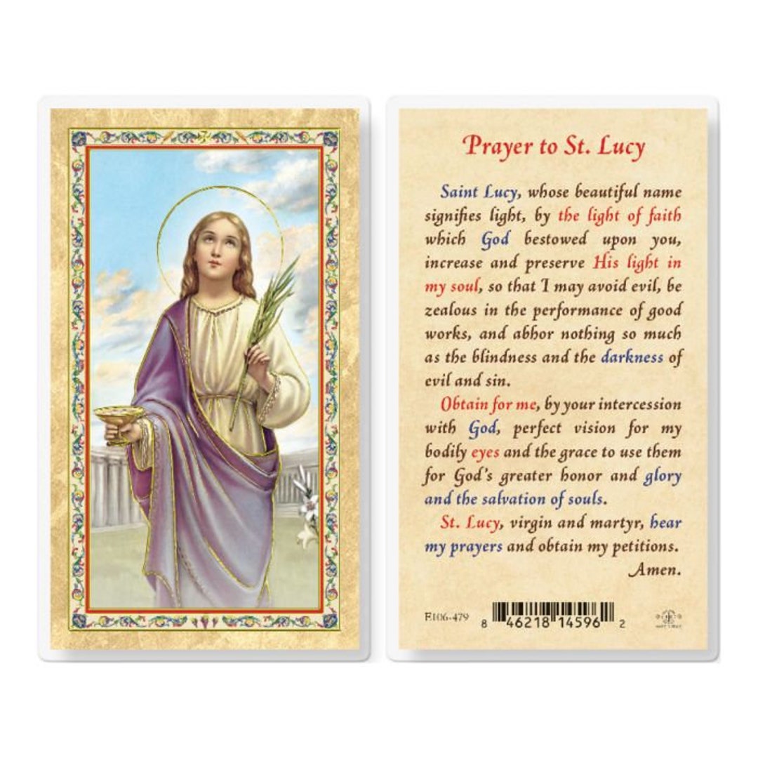 Prayer to St. Lucy Holy Cards Gold Stamped Laminated Pack of 25 New - Etsy