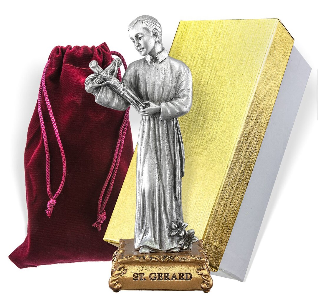 Catholic Saint Gerard 4 1/2 Pewter Statue Gift Boxed Handmade Religious ...